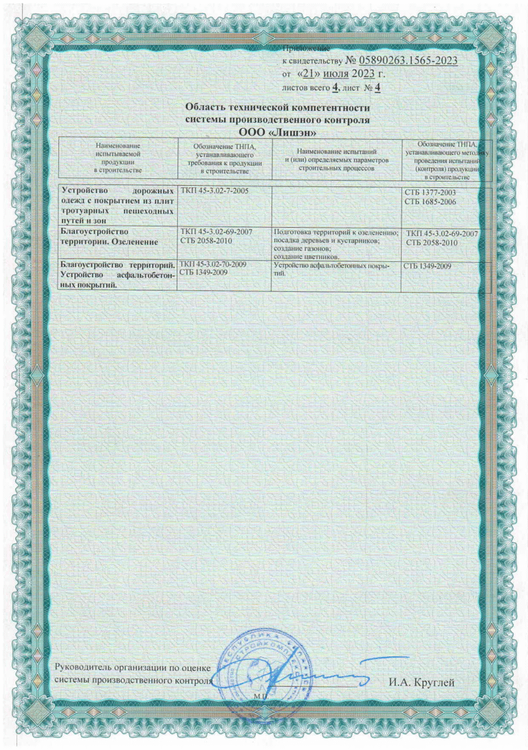 Сертификат соответствия укладка тротуарной плитки и мощение